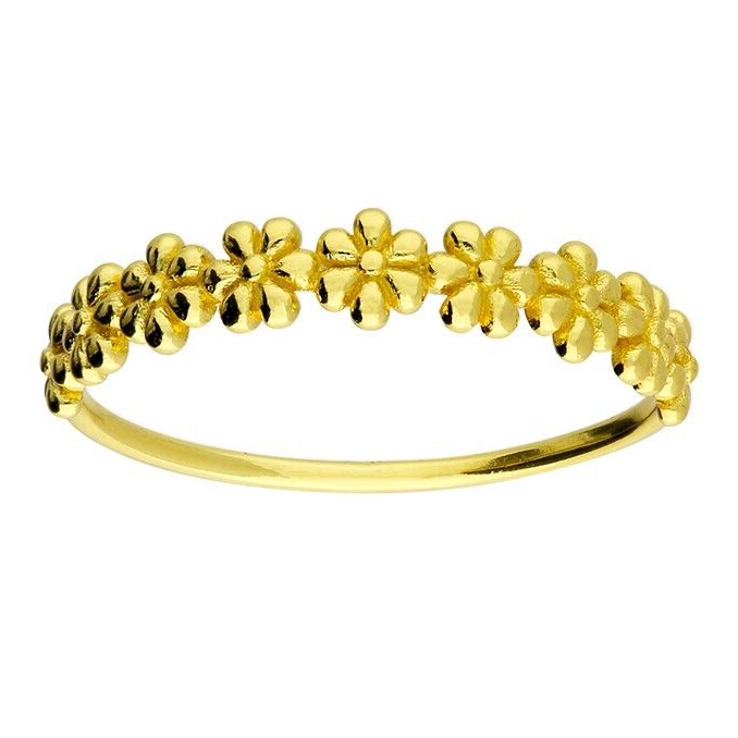 Flower Beads Ring 14ct Yellow Gold Plated Hallmarked British Made Size K - R