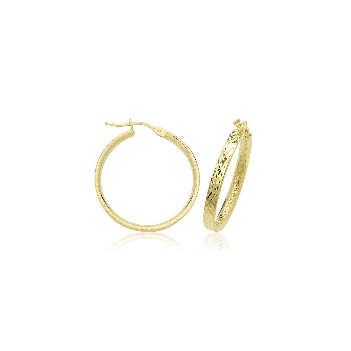 9ct Yellow Gold Diamond Cut Hoop Earrings 375 Hallmarked 10mm - 30mm Diameter