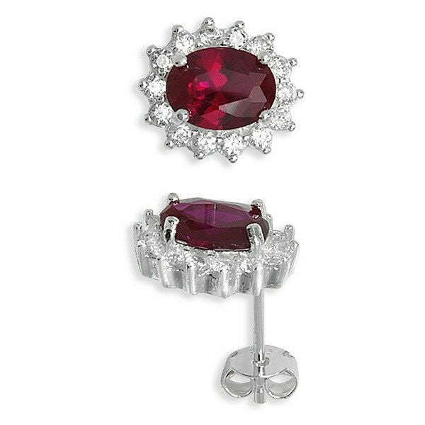 Natural Garnet Stud Earrings Solid Sterling Silver 925 Hallmark Brand New Boxed