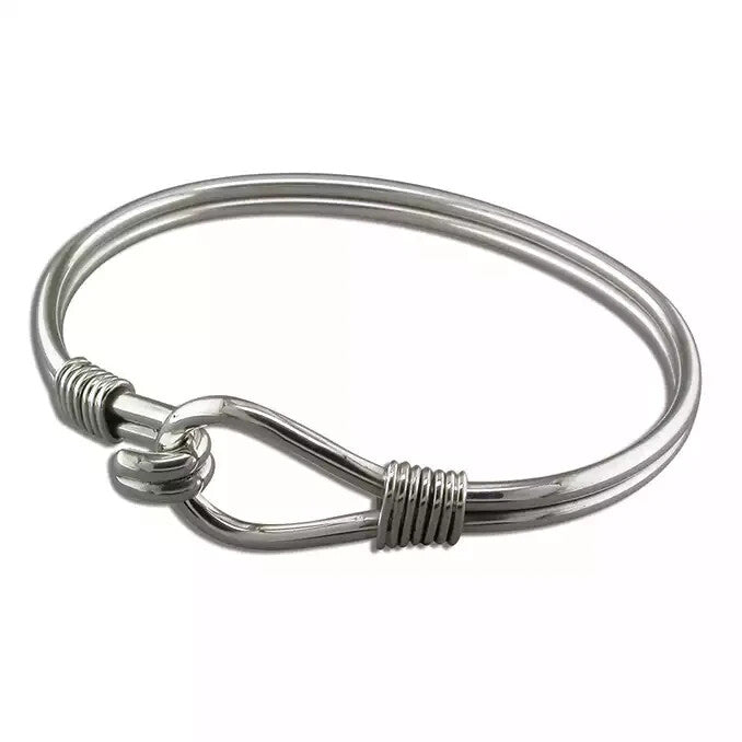 Heavy Loop And Hook Bangle Sterling Silver 925 Hallmarked British Made Brand New