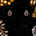 Teardrop Garnet Stud Earrings Sterling Silver 925 Hallmarked British Made