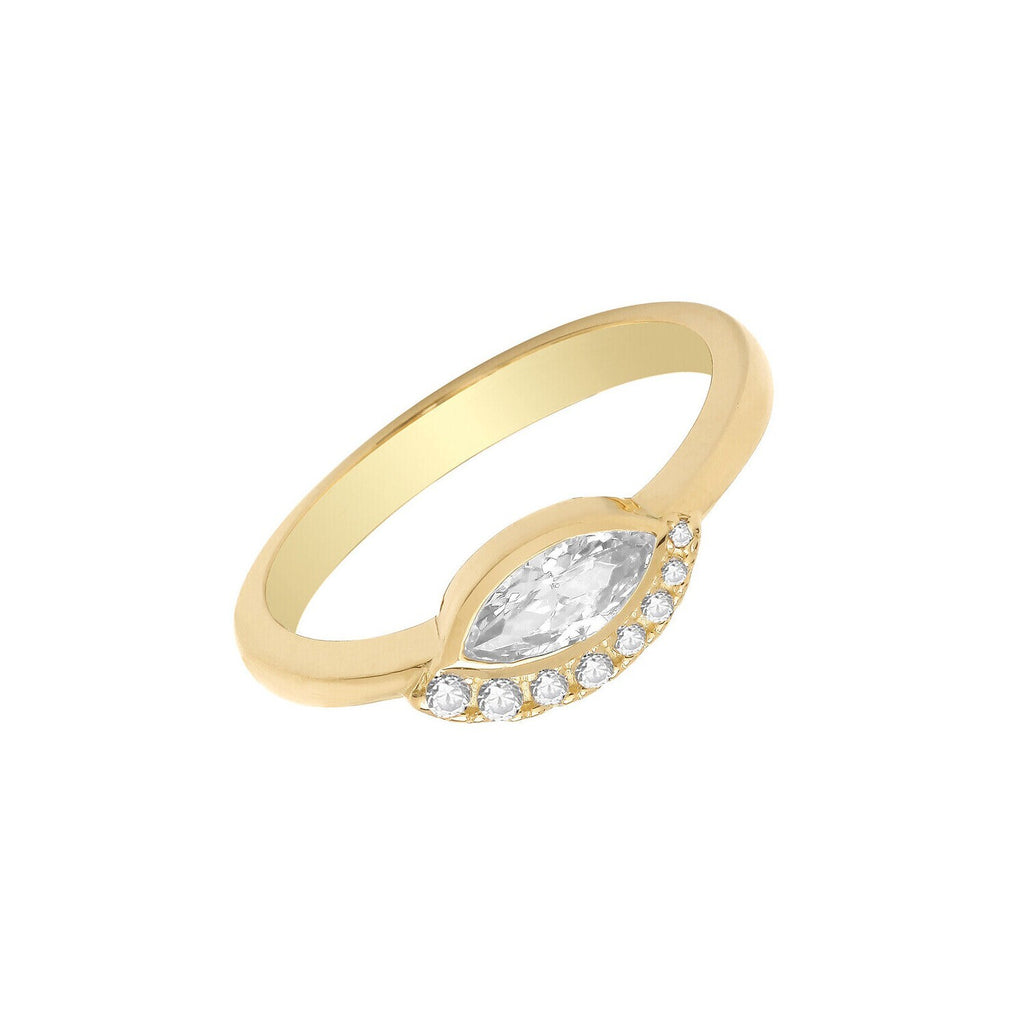 Marquise Solitaire Ring 9ct Yellow Gold Hallmarked Sizes J - Q British Made