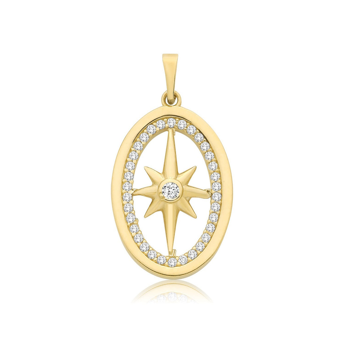 Oval Star 9ct Yellow Gold Pendant 375 Hallmarked British Made All Chain Lengths