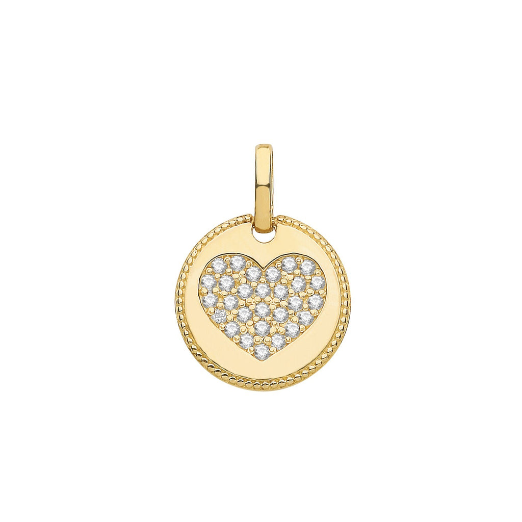 Cluster Heart 9ct Yellow Gold Pendant 375 Hallmarked All Chain Lengths