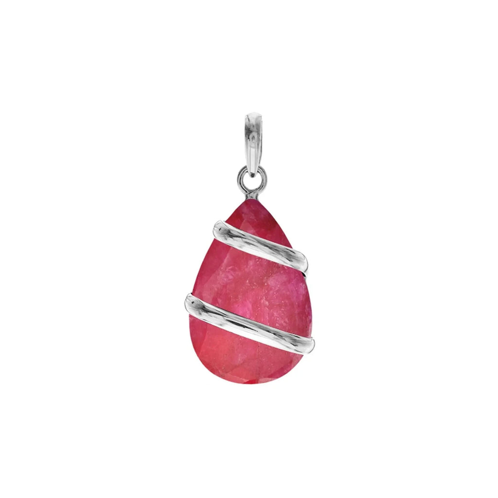 Teardrop Ruby Quartz Pendant Sterling Silver 925 Hallmarked All Chain Lengths