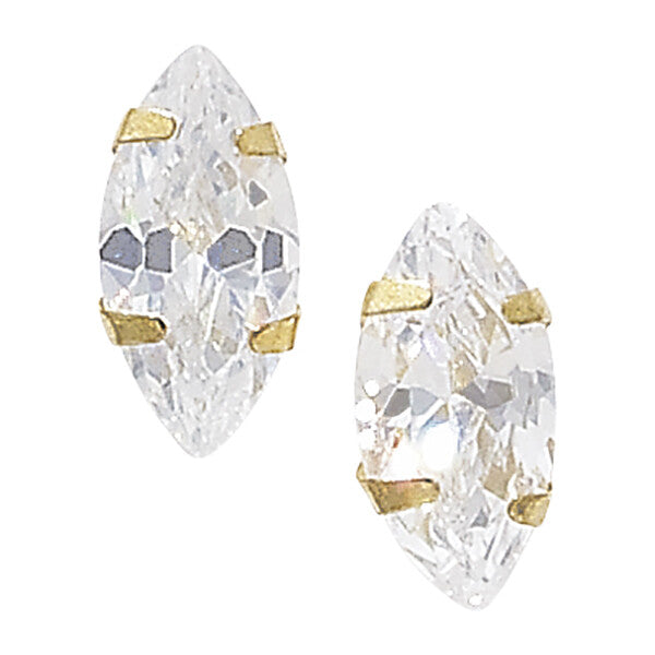 Marquise Solitaire Stud Earrings Solid 9ct Yellow Gold Studs