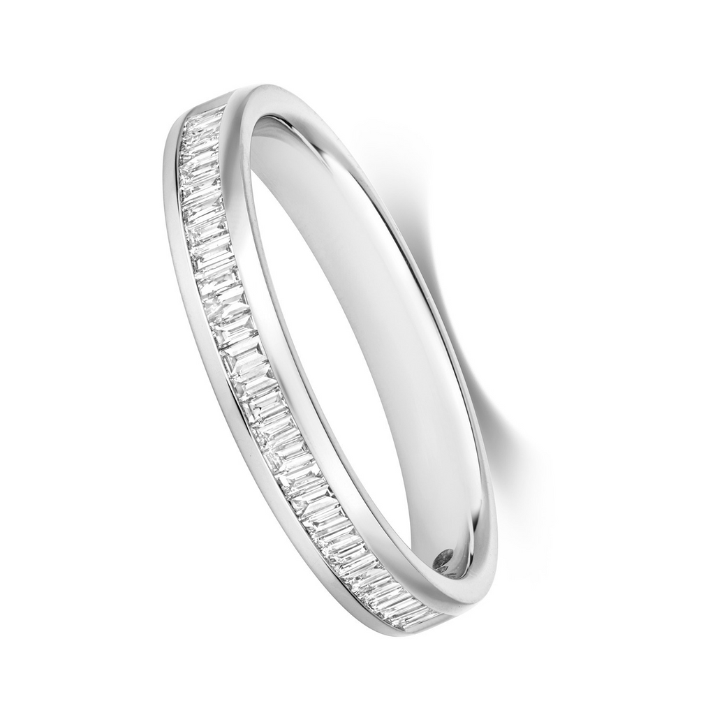 Natural Diamond Baguette Eternity Ring 18ct White Gold Hallmarked Sizes J - Q