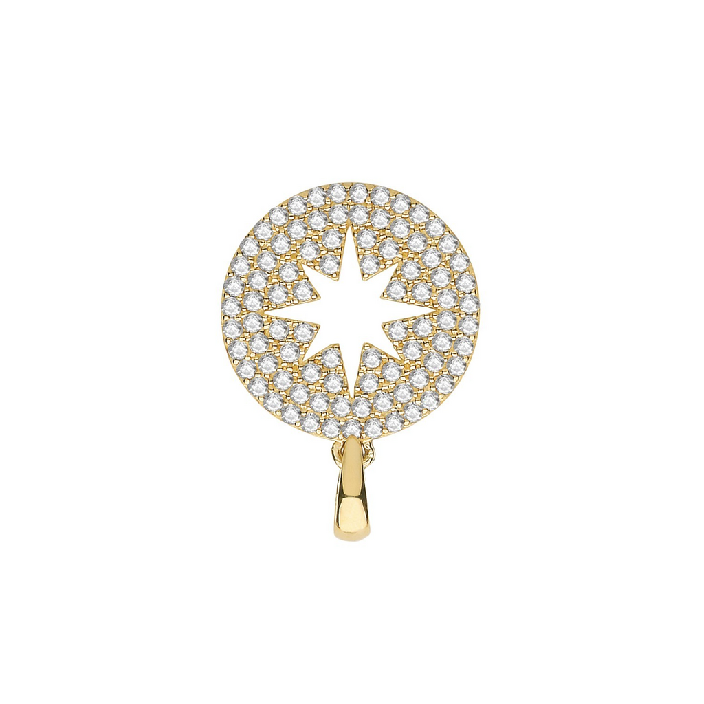 Round Star 9ct Yellow Gold Pendant 375 Hallmark British Made All Chain Lengths
