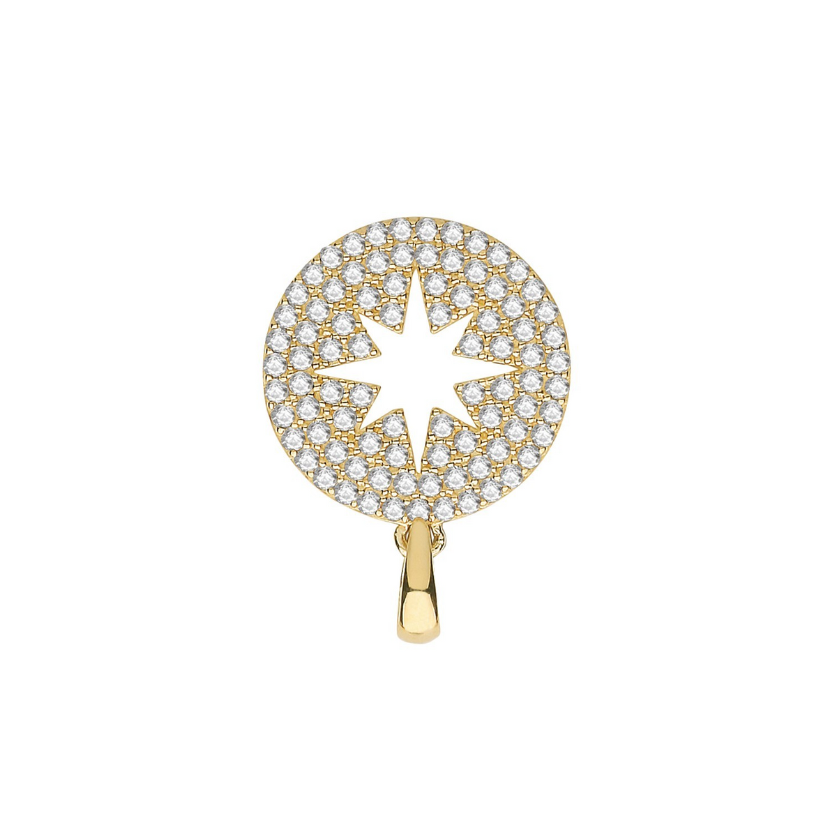 Round Star 9ct Yellow Gold Pendant 375 Hallmark British Made All Chain Lengths