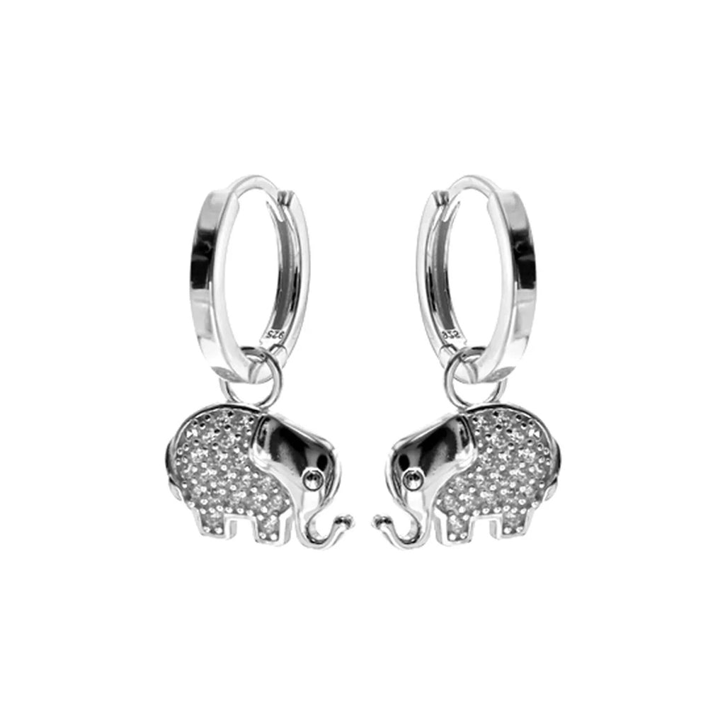 Cluster Elephant Hoop Earrings Sterling Silver 925 Hallmarked Brand New Boxed
