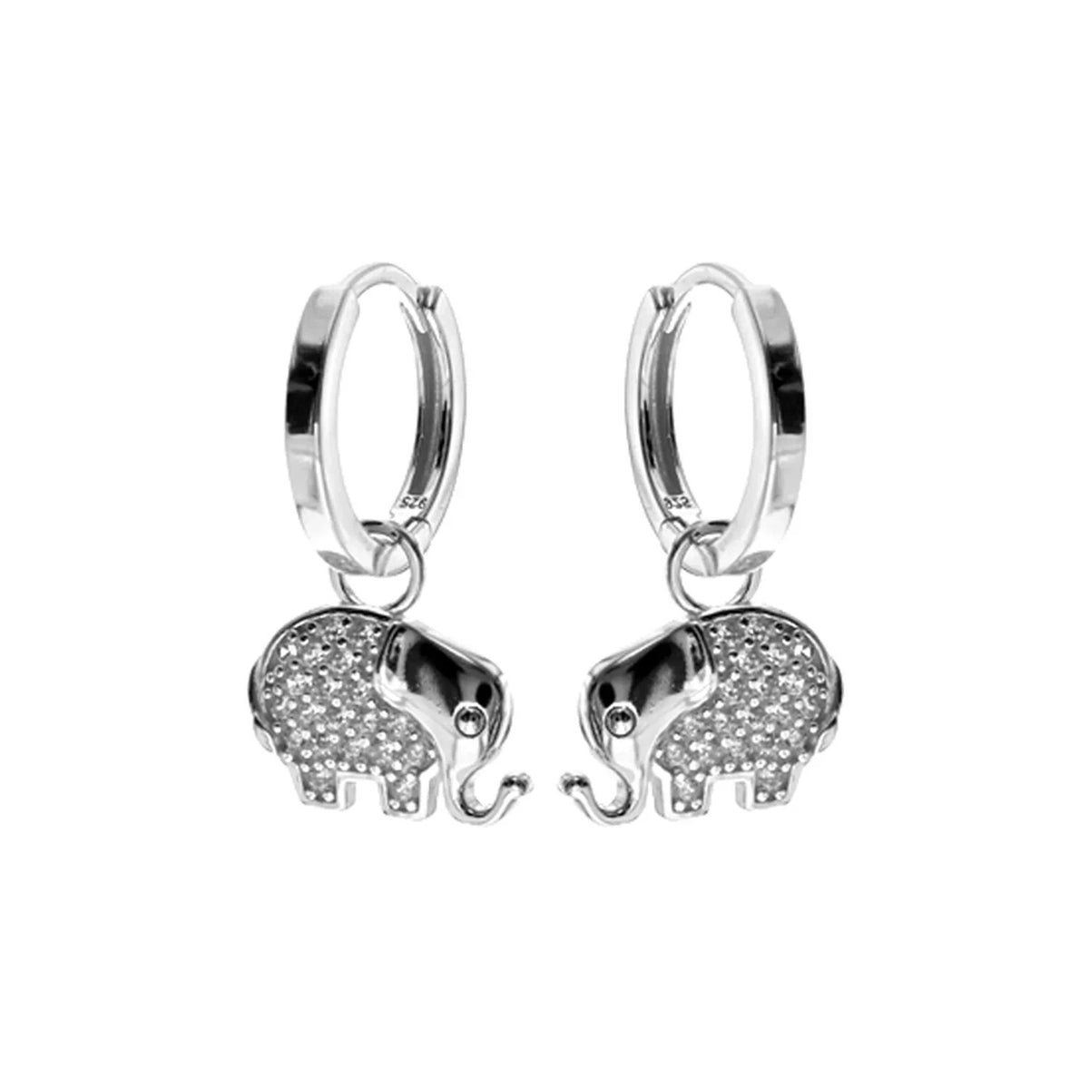 Cluster Elephant Hoop Earrings Sterling Silver 925 Hallmarked Brand New Boxed