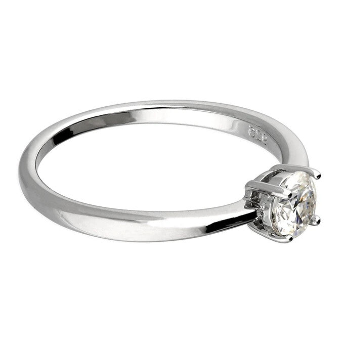 0.5ct Solitaire Ring Sterling Silver 925 Hallmarked British Made Size L - Q