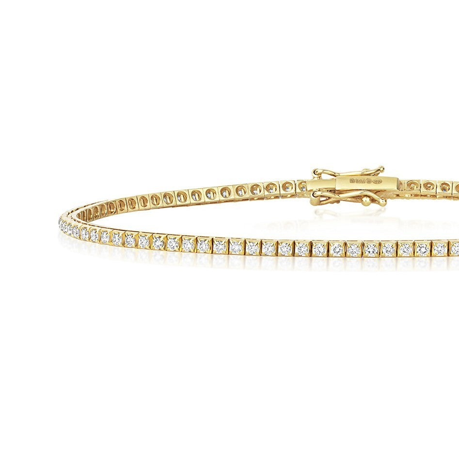 Natural Diamond 18ct Yellow Gold Tennis Bracelet 375 Hallmarked British Made