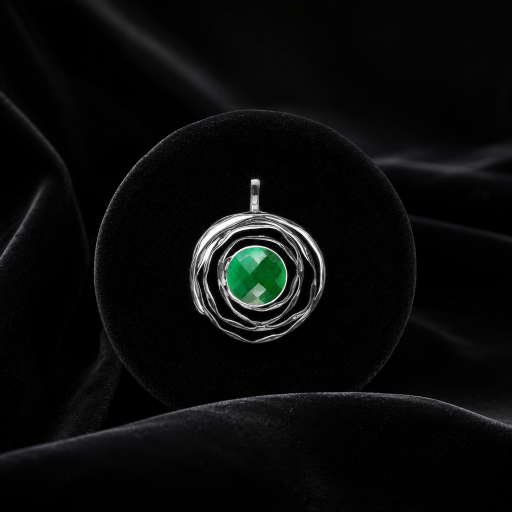 Spiderweb Emerald Pendant Sterling Silver 925 Hallmarked All Chain Lengths