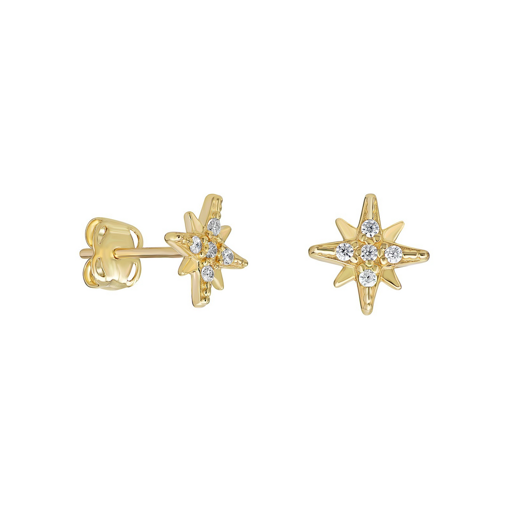 Statement Star Stud Earrings 9ct Yellow Gold 375 Hallmarked British Made