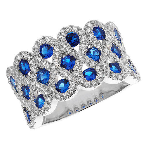 Sterling Silver Ring Anniversary Blue Gemstone 925 Hallmarked Size J - S