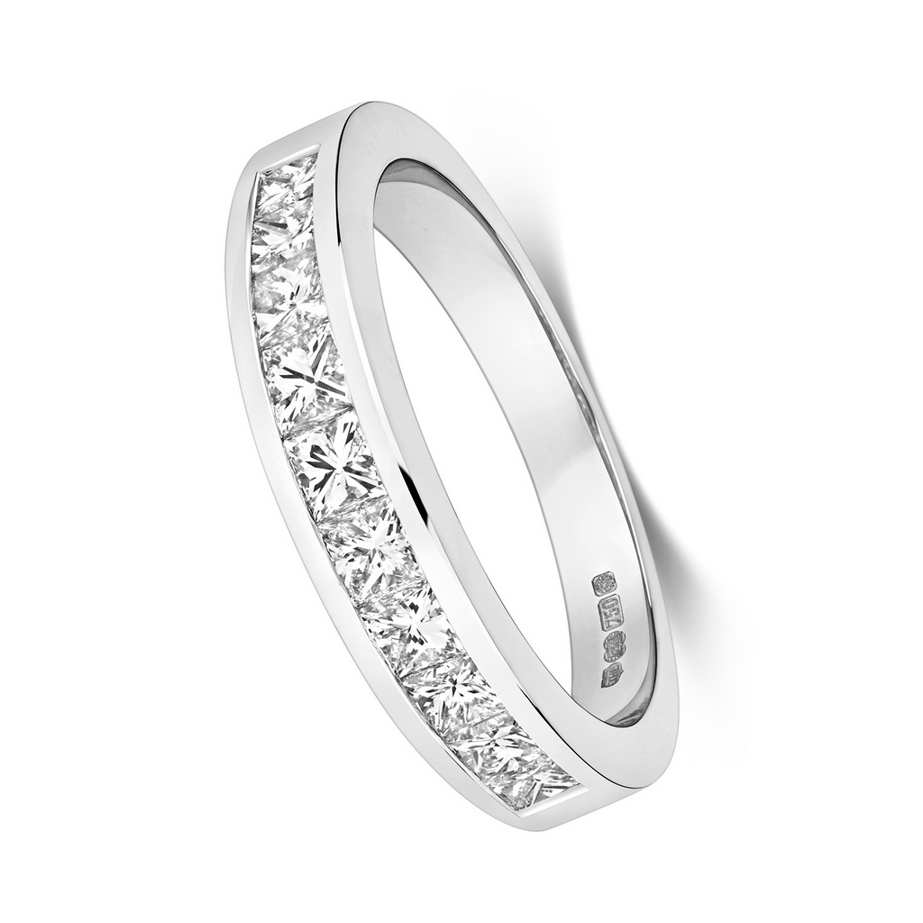 Channel Set Natural Diamond Ring 18ct White Gold Hallmarked Sizes J - Q