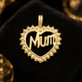 Decorative Mum Heart 9ct Yellow Gold Pendant 375 Hallmarked All Chain Lengths