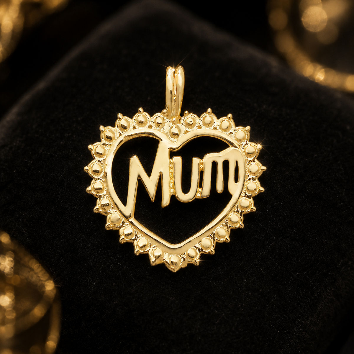 Decorative Mum Heart 9ct Yellow Gold Pendant 375 Hallmarked All Chain Lengths