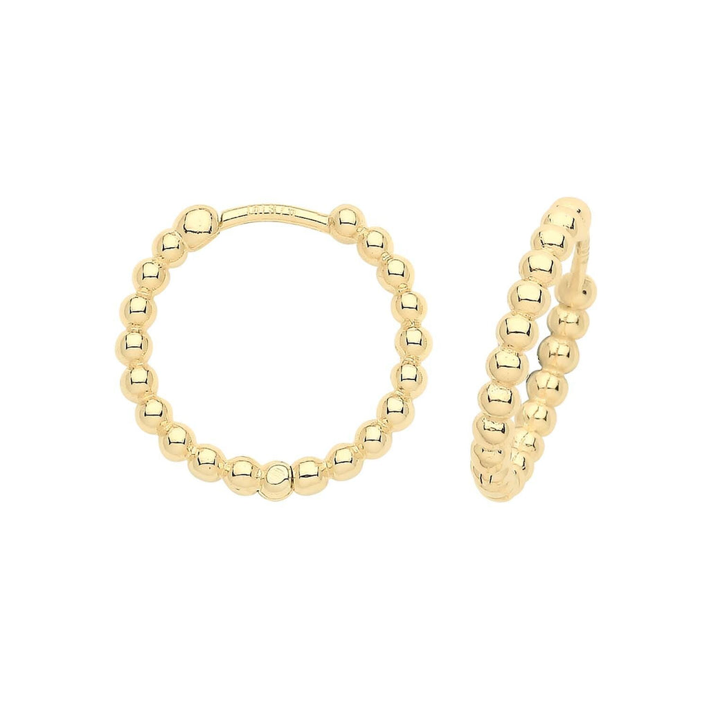9ct Yellow Gold Bobble Hoop Earrings British Made 375 Hallmarked Brand New Boxed