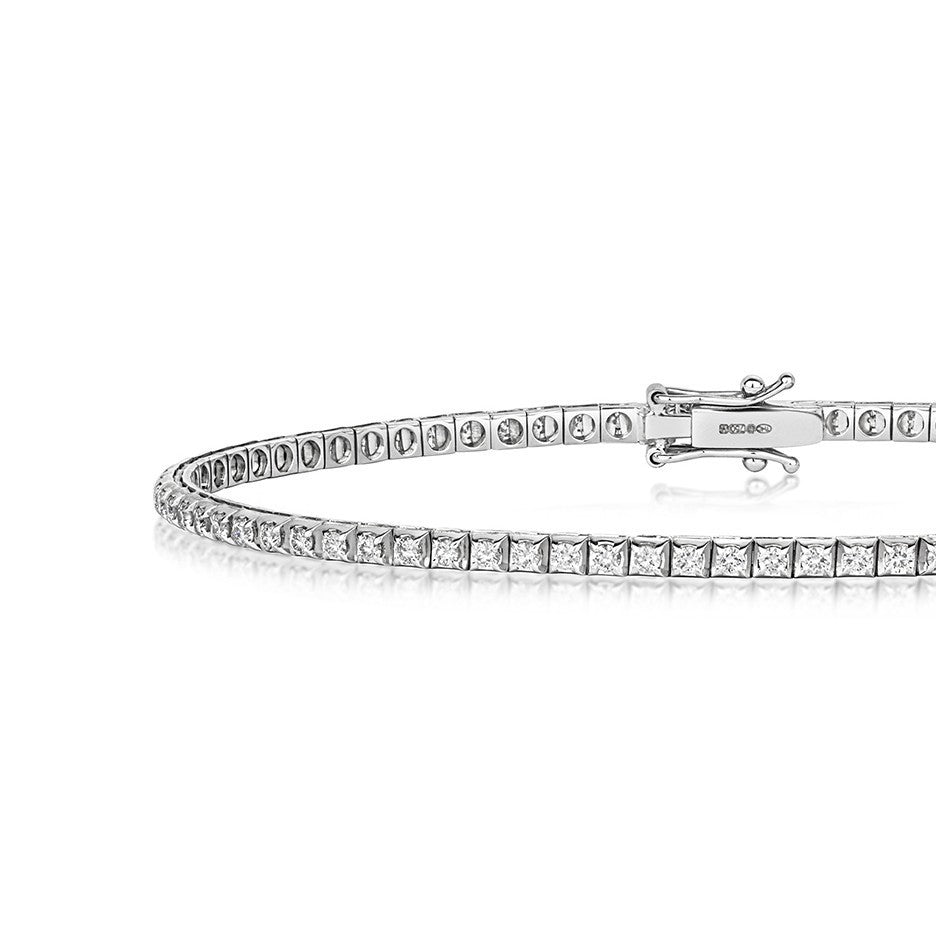 Natural Diamond 18ct White Gold Tennis Bracelet 375 Hallmarked British Made