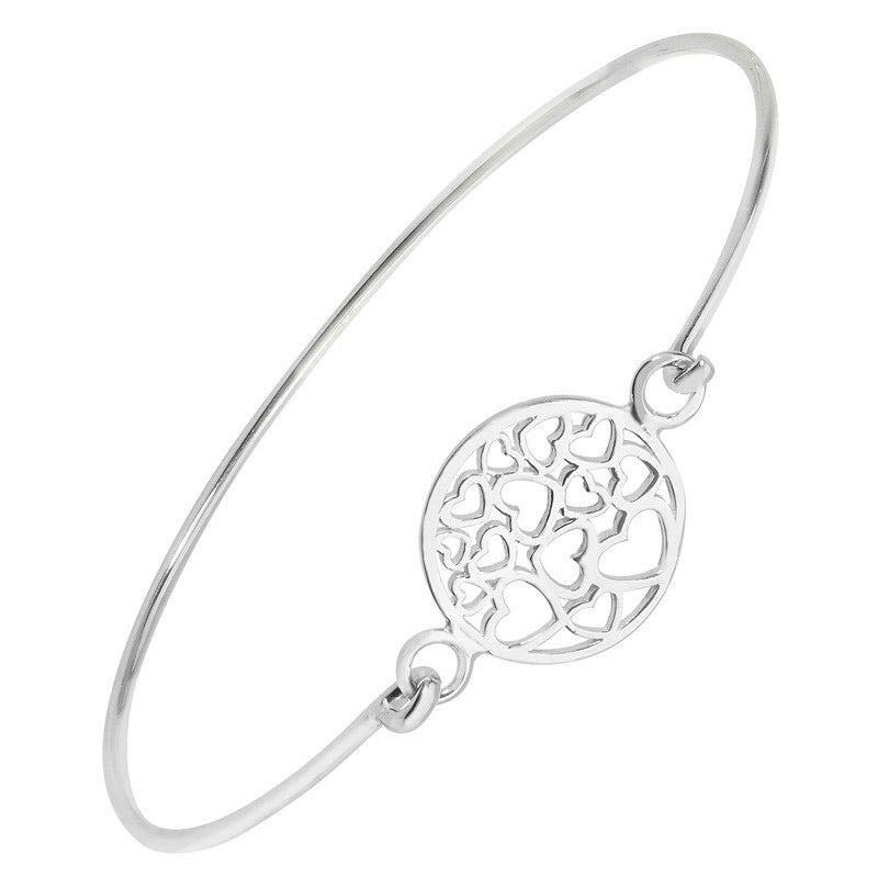 Sterling Silver Bangle Heart Detail British Made Hallmarked Brand New Boxed