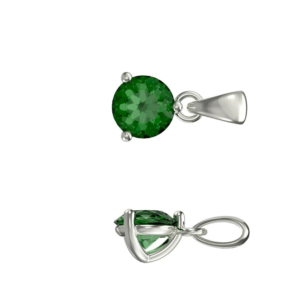 Sterling Silver Emerald Pendant Hallmarked British Made All Chain Lengths