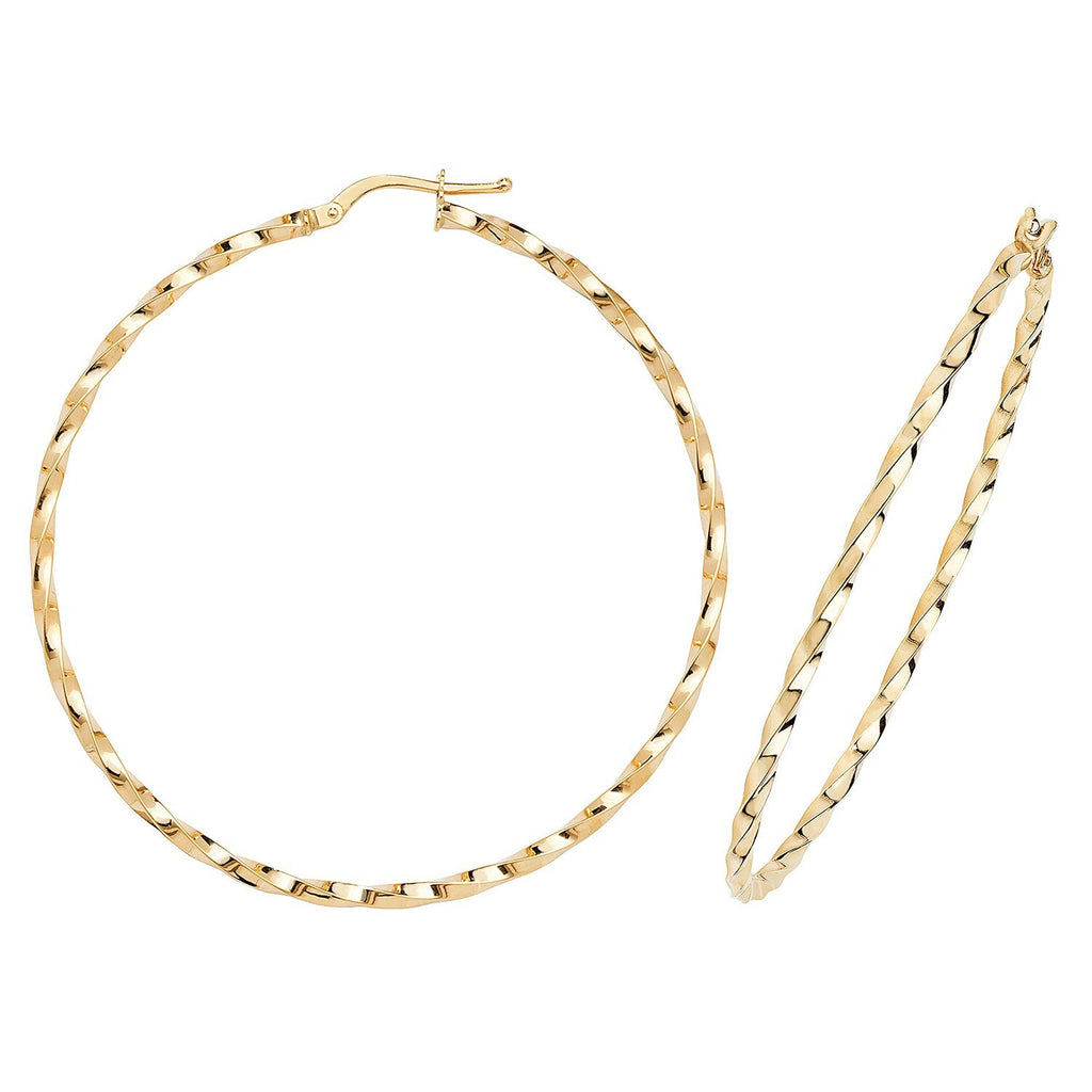9ct Yellow Gold Twist Hoop Earrings 375 Hallmarked 8mm - 50mm Diameter