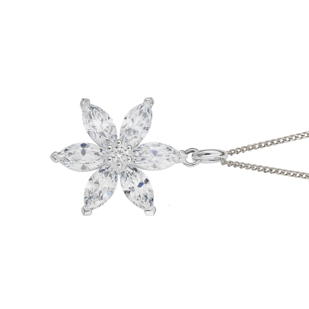 Floral Gemstone Pendant Sterling Silver 925 Hallmarked All Chain Lengths