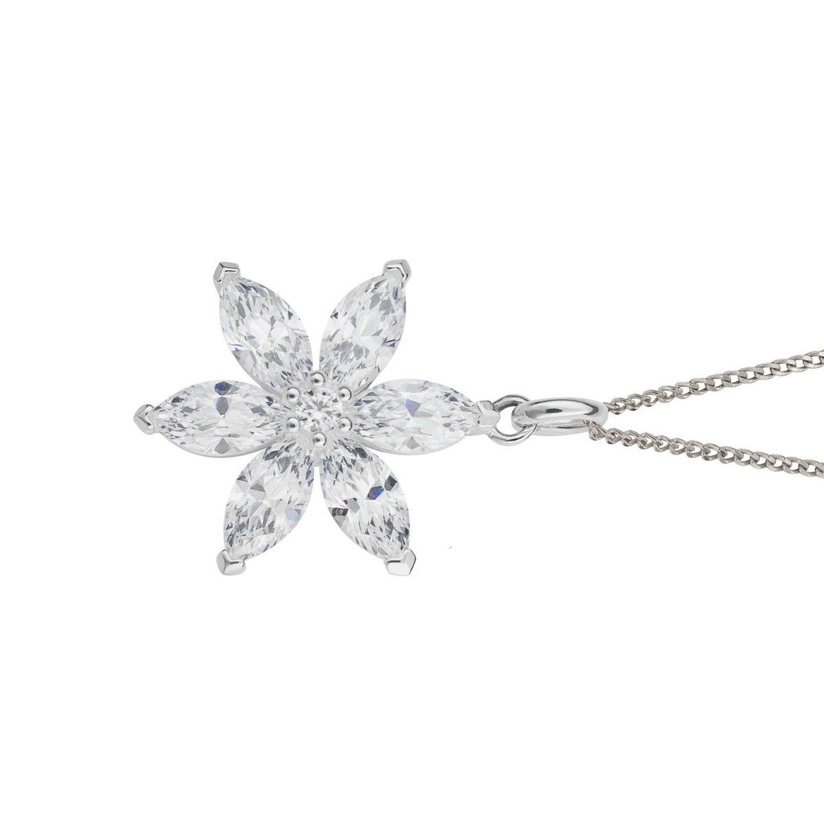 Floral Gemstone Pendant Sterling Silver 925 Hallmarked All Chain Lengths
