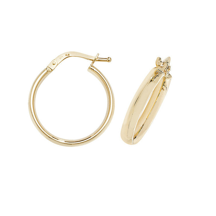 Yellow Gold Hoop Earrings 19mm 9 Carat 375 Hallmarked Creole British Made
