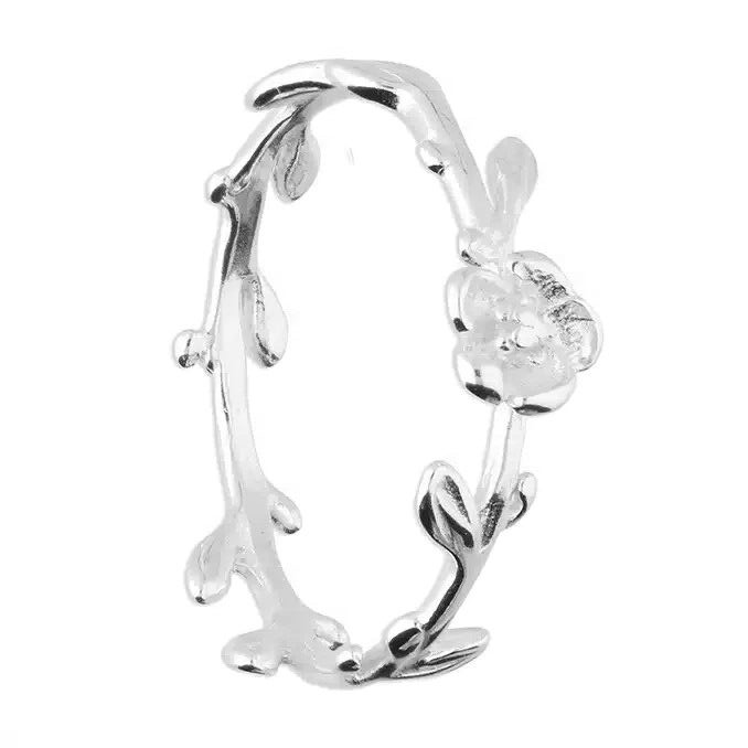 Leaf Ring Sterling Silver 925 Hallmarked British Made Size J - R