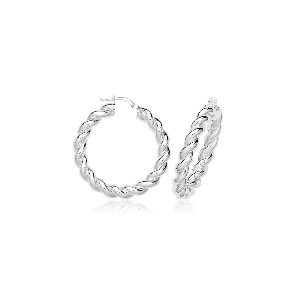 Hinged Twist Sterling Silver Hoops 925 Hallmarked 15mm - 50mm Diameter
