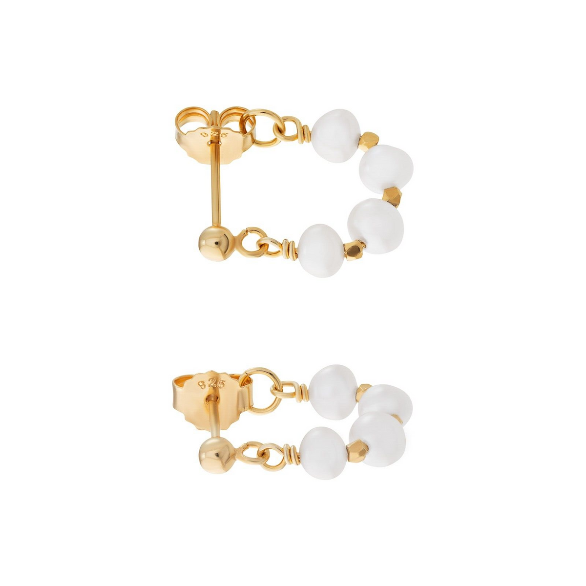 Butterfly Pearl Hoop Earrings 9ct Yellow Gold Plated Hallmarked Brand New
