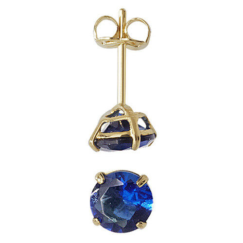 Sapphire Pendant and Earrings Set Solid Yellow Gold Solitaire 18" Chain Hallmark
