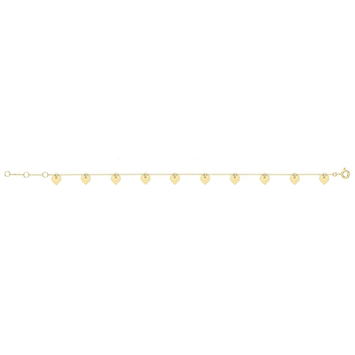 Heart Station Bracelet 9ct Yellow Gold 375 Hallmarked British Made
