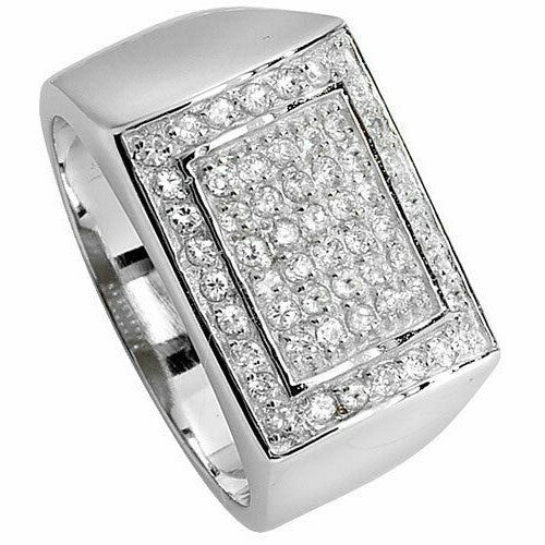 Men's Sterling Silver Ring Engagement Gents CZ 925 Hallmark Sizes J - Y