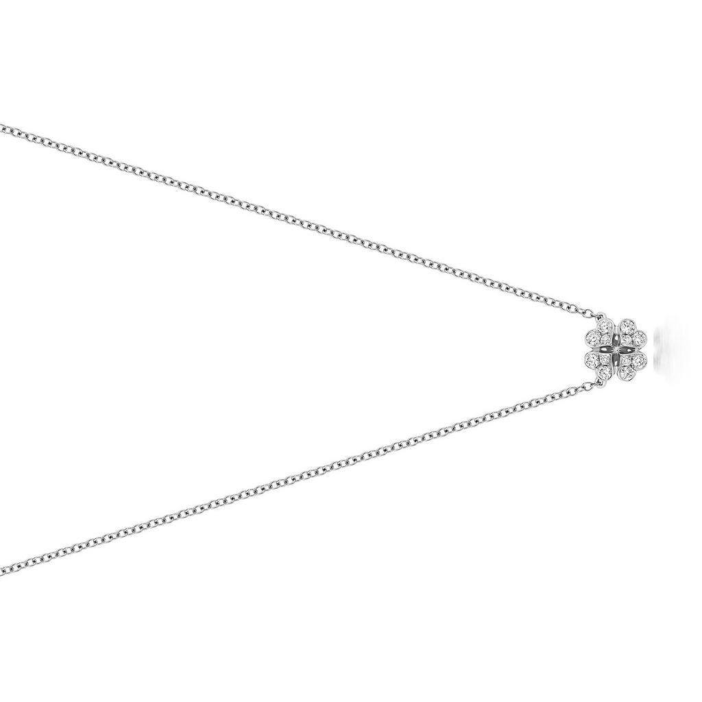 12 Natural Diamond Clover Necklace 18ct White Gold Hallmarked British Made