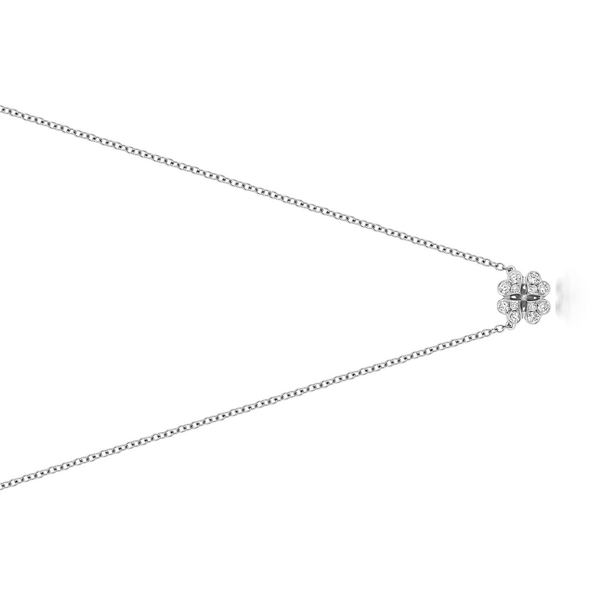 12 Natural Diamond Clover Necklace 18ct White Gold Hallmarked British Made