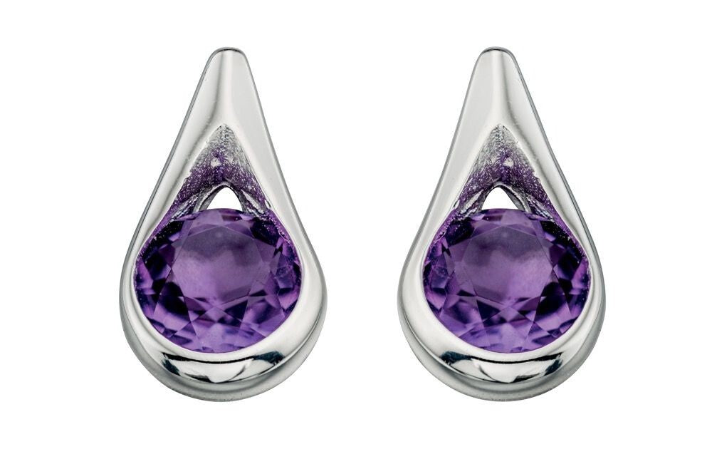 Amethyst Teardrop Earrings Sterling Silver 925 Hallmarked Brand New Boxed