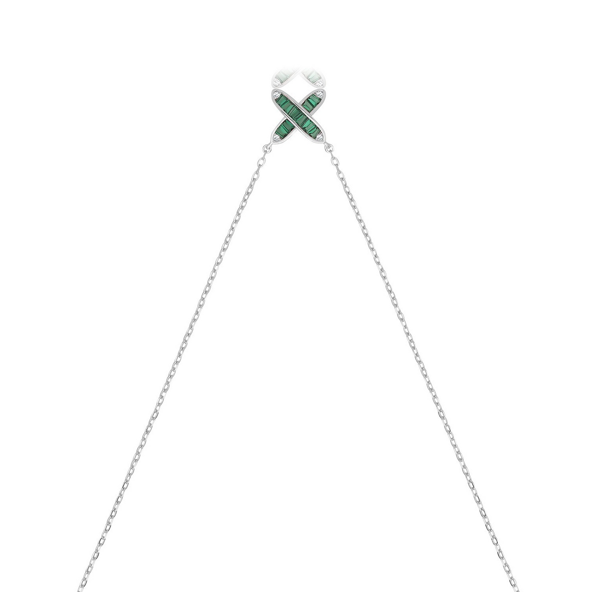 Emerald Baguette Infinity Necklace Sterling Silver 925 Hallmarked British Made