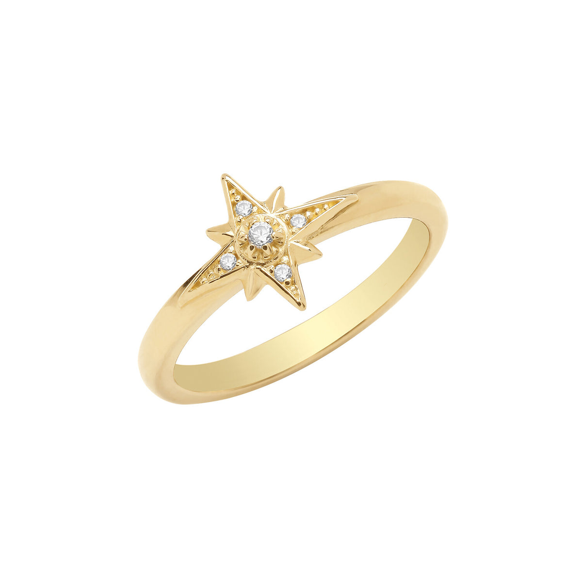 Starburst Ring 9ct Yellow Gold Hallmarked Sizes J - Q British Made
