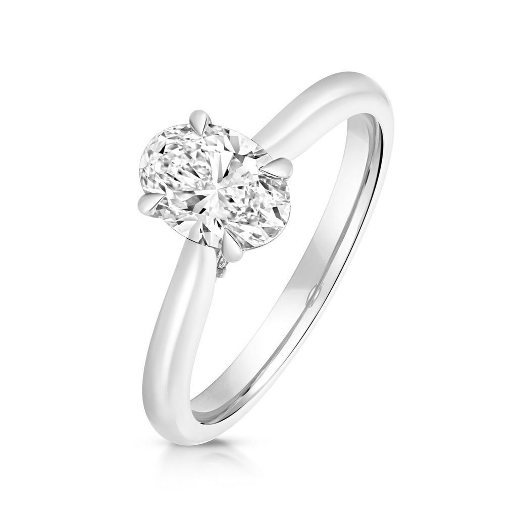 Oval Lab-Grown Diamond Engagement Ring 18ct White Gold Hallmarked Sizes J - Q