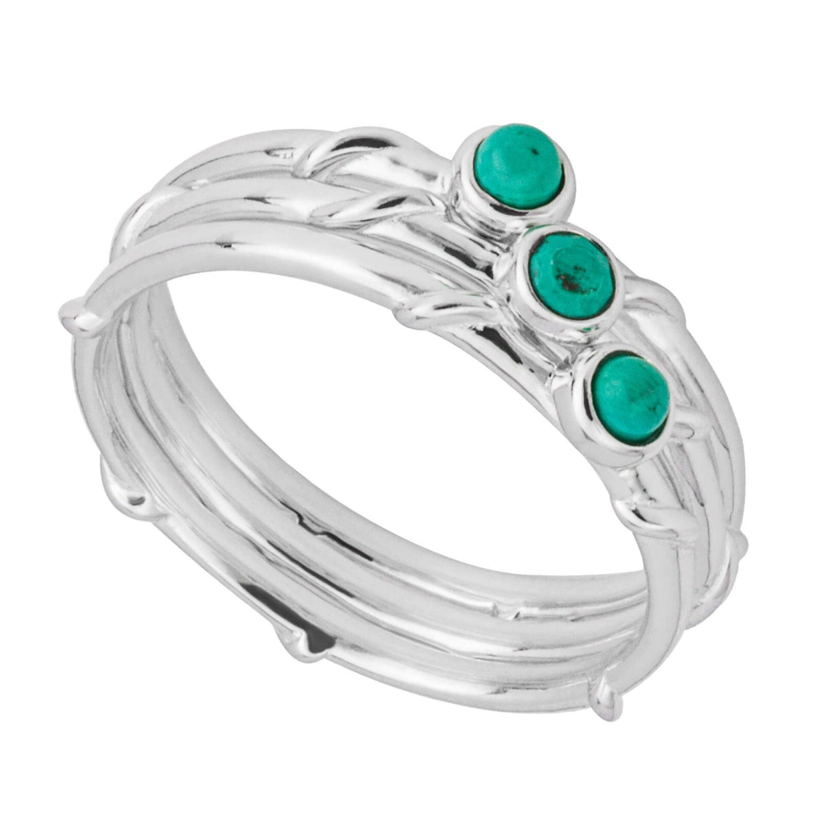 Real Green Magnesite Stacking Ring Sterling Silver 925 Hallmarked British Made