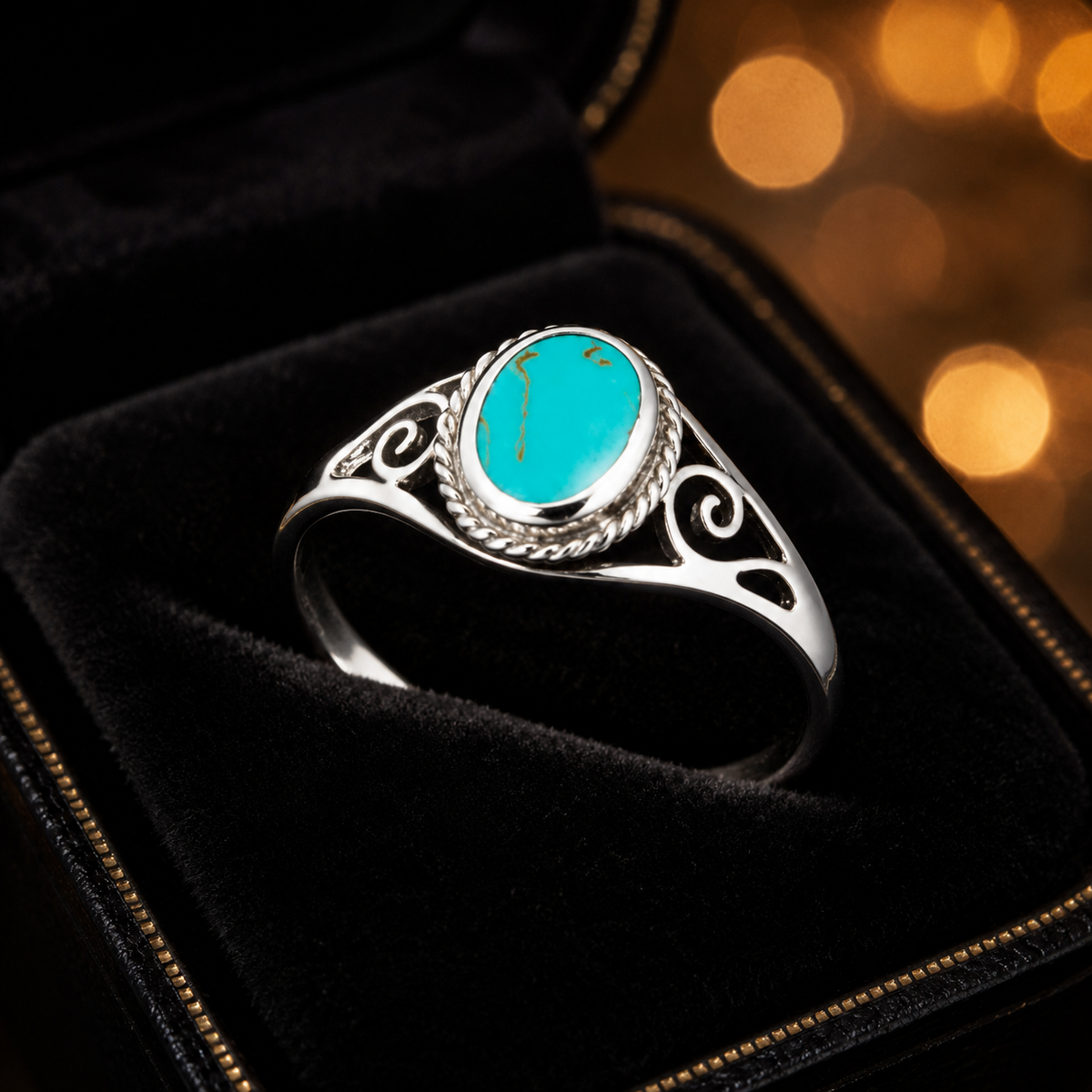 Sterling Silver Oval Turquoise Ring 925 Hallmarked British Made Size K - S