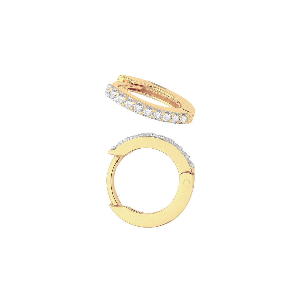 Mens 9 Stone Huggie Hoop Earring 9ct Yellow Gold 375 Hallmarked Brand New Boxed