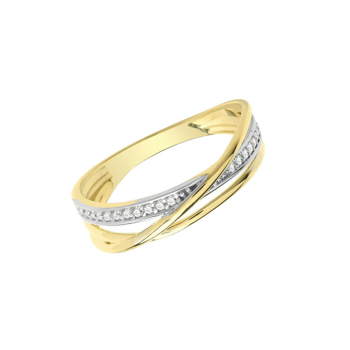Crossover Gemstone Eternity Ring 9ct Yellow Gold Hallmarked Sizes L - Q