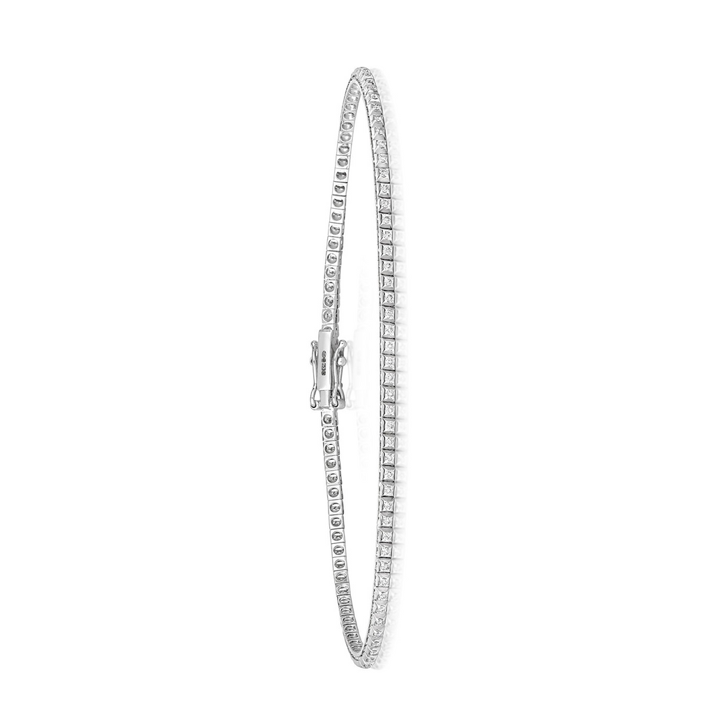 Natural Diamond 18ct White Gold Tennis Bracelet 375 Hallmarked British Made