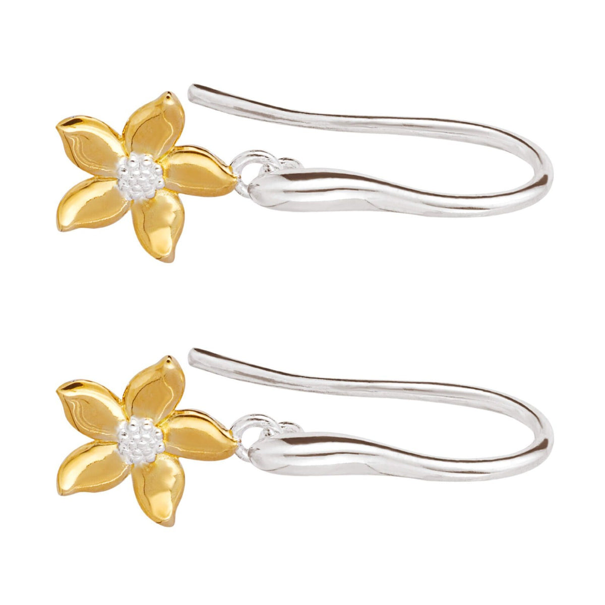 Flowing Petal Drop Earrings Yellow Gold Plated Hallmarked Brand New Boxed