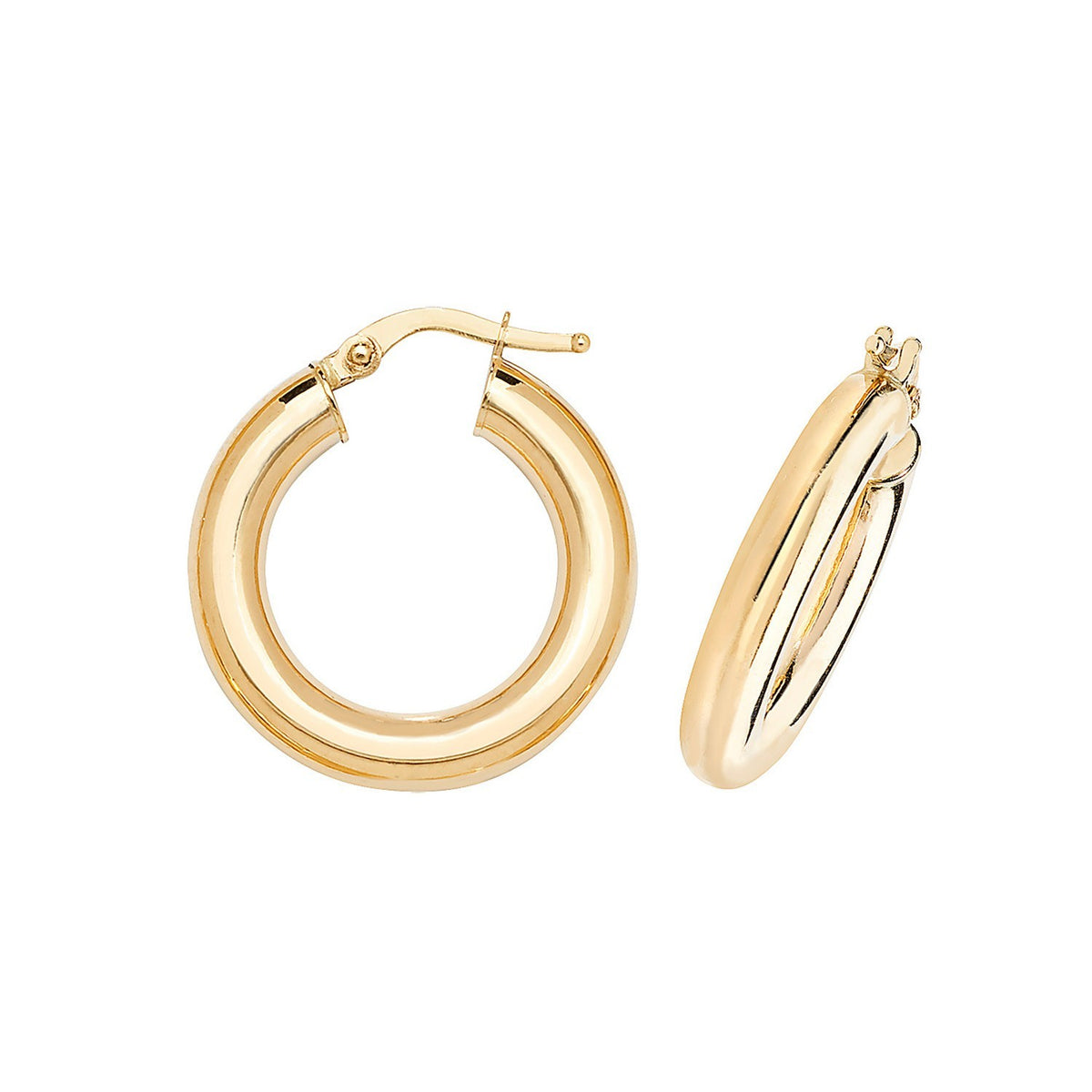 9ct Yellow Gold Tubed Hoop Earrings 375 Hallmarked 10mm - 60mm Diameter